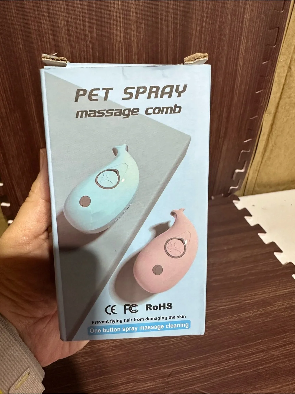 Pet Spray Massage Comb - Light Blue Grooming Brush